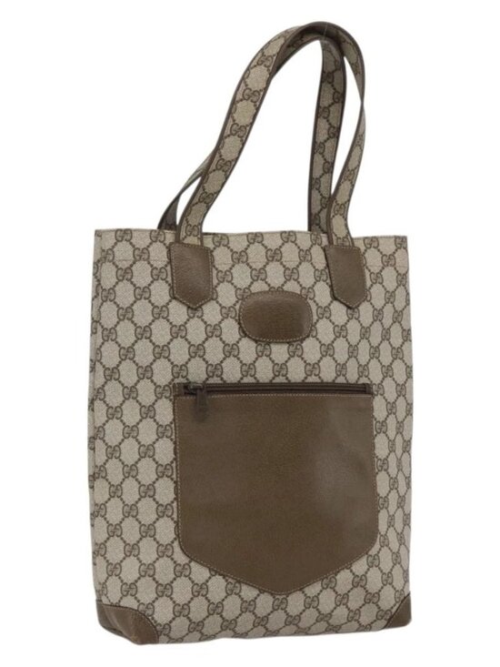 Gucci Handbags - GUCCI GG Supreme Tote Bag PVC Beige Gold 002 103 1301 Auth ka2063